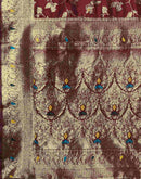 Maroon Silk Woven Banarasi Saree