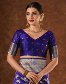 Purple Silk Woven Banarasi Saree