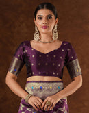 Purple Silk Woven Banarasi Saree