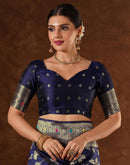 Blue Silk Woven Banarasi Saree