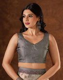 Multicoloured Satin Printed Saree