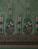 Green Satin Printed Saree