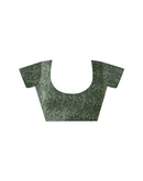 Green Satin Printed Saree