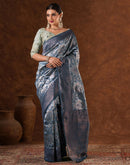 Blue Silk Woven  Banarasi Saree