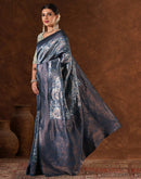 Blue Silk Woven  Banarasi Saree