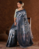 Blue Silk Woven  Banarasi Saree