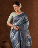 Blue Silk Woven  Banarasi Saree
