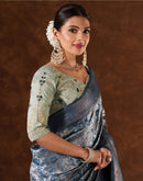 Blue Silk Woven  Banarasi Saree