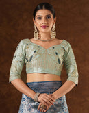 Blue Silk Woven  Banarasi Saree