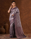 Mauve Silk Woven  Banarasi Saree