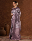 Mauve Silk Woven  Banarasi Saree