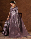 Mauve Silk Woven  Banarasi Saree