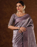 Mauve Silk Woven  Banarasi Saree