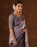 Mauve Silk Woven  Banarasi Saree