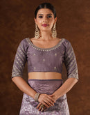 Mauve Silk Woven  Banarasi Saree
