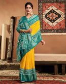 Yellow Silk Printed Bandhani Saree
