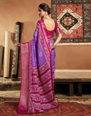 Purple Silk Printed Bandhani Saree