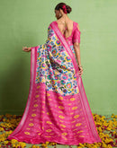 Pink Silk Zari Printed Saree