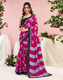 Pink Cotton Printed Saree