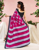 Pink Cotton Printed Saree