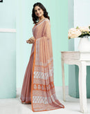 Orange Cotton Printed Saree