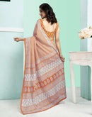 Orange Cotton Printed Saree