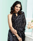 Black Cotton Printed Saree