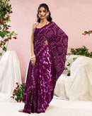 Purple Cotton Printed Saree