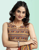 Brown Cotton Printed Saree