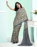 Grey Cotton Printed Saree
