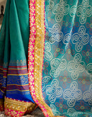 Teal Green Chiffon Printed Bandhani Saree