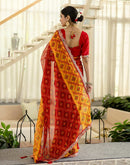 Red Georgette Printed Bandhani Saree