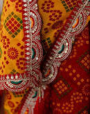 Red Georgette Printed Bandhani Saree