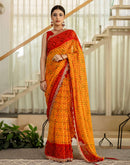 Yellow Georgette Printed Bandhani Saree