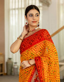 Yellow Georgette Printed Bandhani Saree