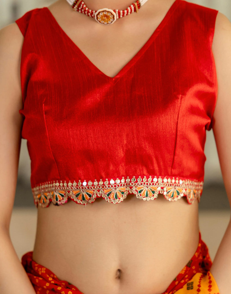 Yellow Georgette Printed Bandhani Saree