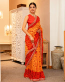 Yellow Georgette Printed Bandhani Saree