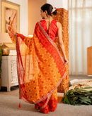 Yellow Georgette Printed Bandhani Saree