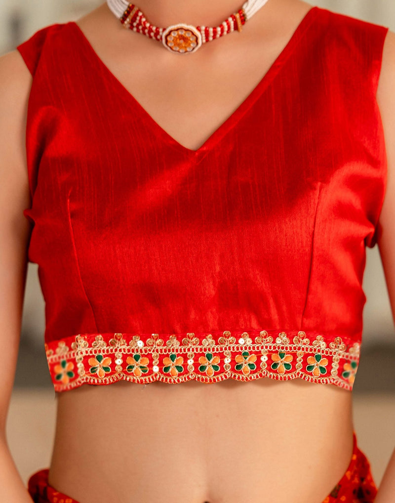 Yellow Georgette Printed Bandhani Saree