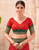 Red Silk Printed Bandhani Saree