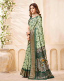 Green Silk Printed Saree