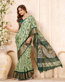Green Silk Printed Saree