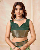 Green Silk Printed Saree