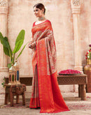 Beige Silk Woven Saree