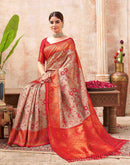 Beige Silk Woven Saree