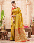 Yellow Silk Woven Banarasi Saree