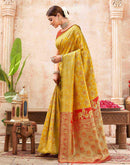 Yellow Silk Woven Banarasi Saree