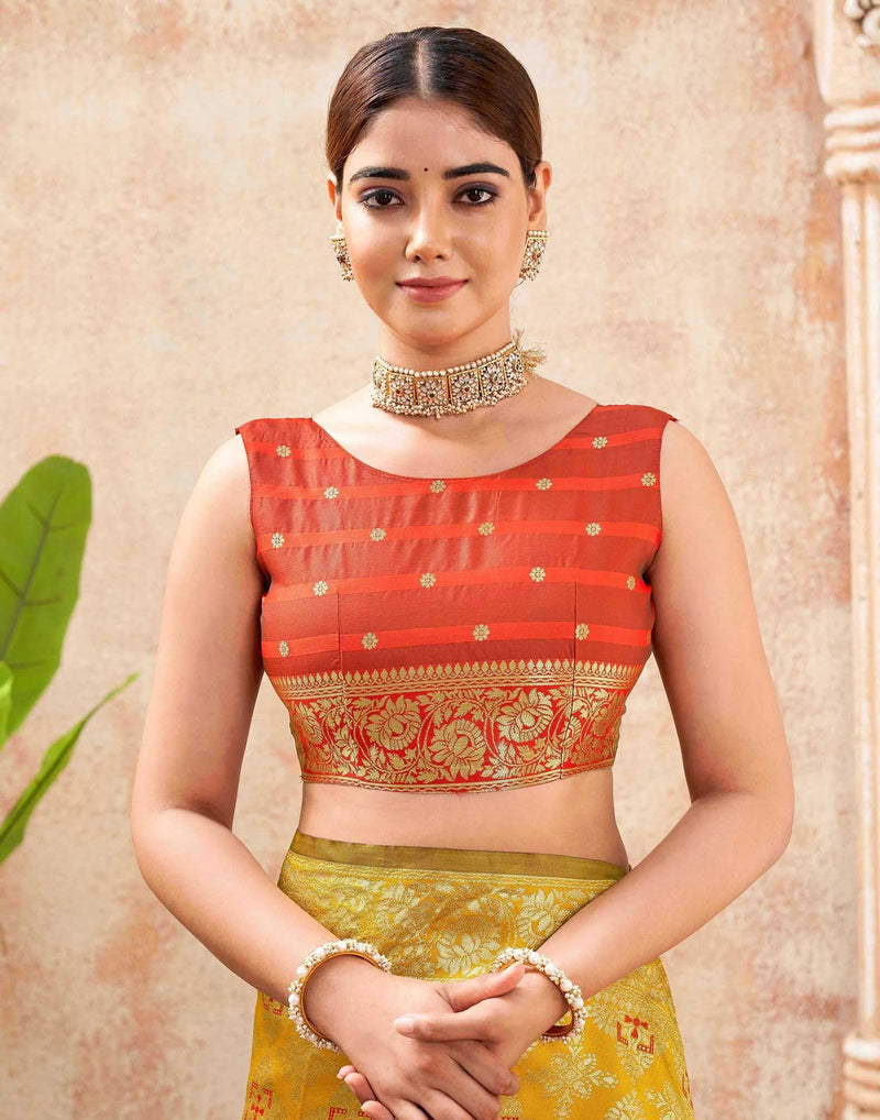 Yellow Silk Woven Banarasi Saree