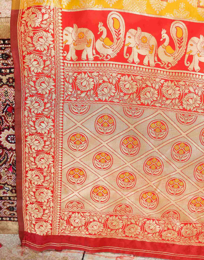 Yellow Silk Woven Banarasi Saree