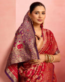 Red Silk Woven Banarasi Saree